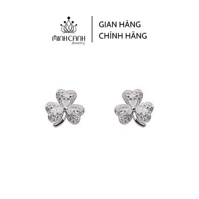 Bông Tai Cỏ 3 Lá Đá Trắng - Minh Canh Jewelry