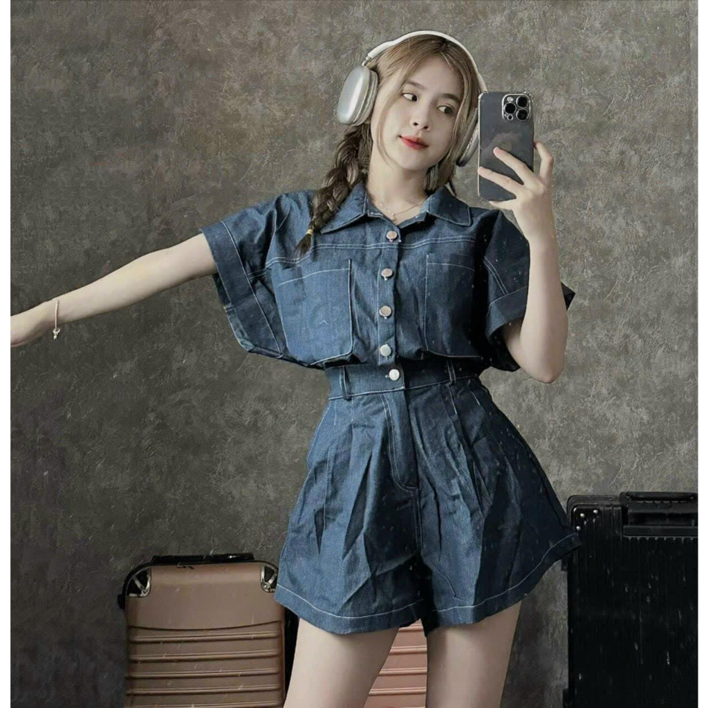 JUMP jeans cổ sơ mi nữ NÀNG CLOSET