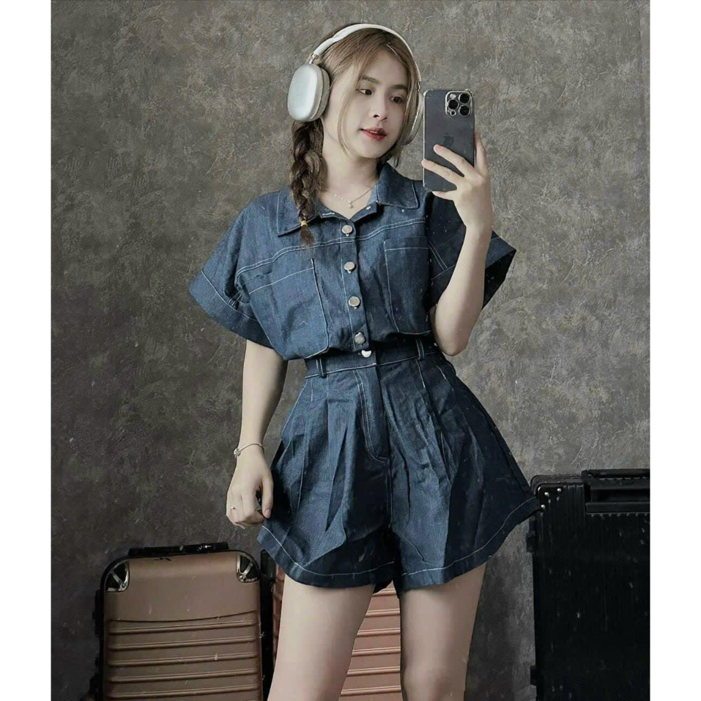 JUMP jeans cổ sơ mi nữ NÀNG CLOSET