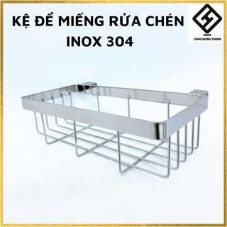 Kệ để miếng rửa chén Inox 304 cao cấp, khay đựng giẻ lau mút xốp treo thành bồn nhà bếp