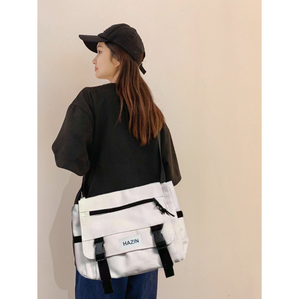 Bán sỉ Túi Đeo Chéo Nữ hoạ tiết logo vải canvas Túi Đeo Vai đi học đi chơi phong cách Hàn Quốc M93 -Hakastore