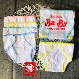 Combo 10 Quần dán cotton TRẮNG thương hiệu BABY cho bé sơ sinh, tã vải đóng bỉm