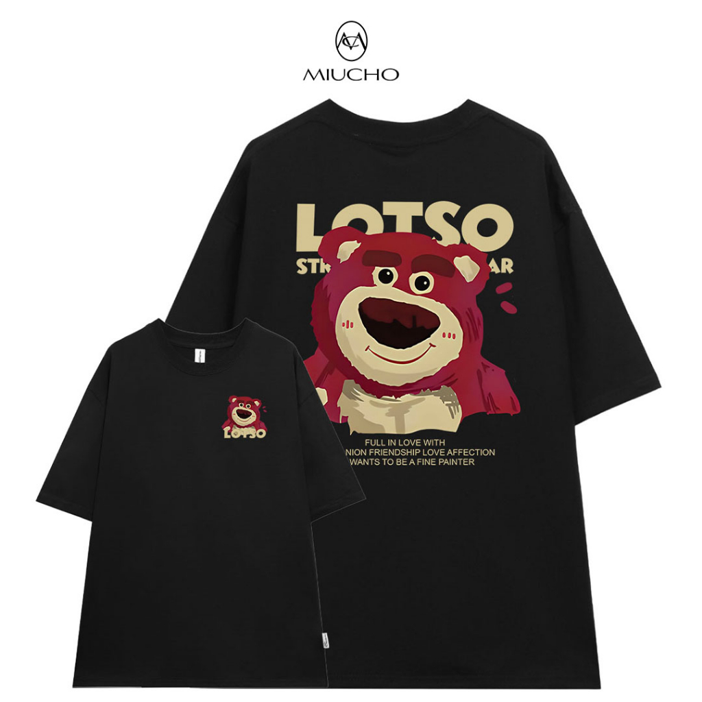 Áo thun gấu lotso form rộng AT394 Miucho chất vải cotton in graphic