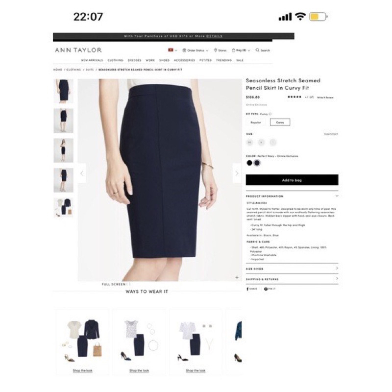 Chân váy umi Ann Taylor xuất Mỹ