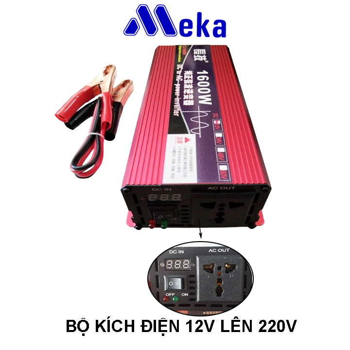 Bộ kích điện INVERTER 12V DC lên 220V AC công suất 1600W sin chuẩn