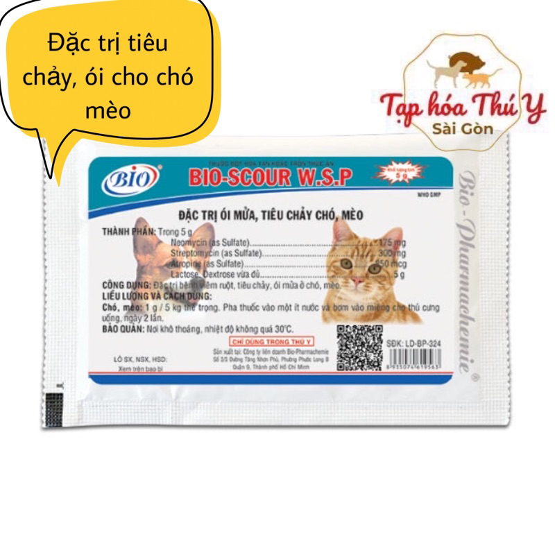 Bột BIO SCOUR W.S.P Đặc Tri Tiêu Chảy, Ói Cho Chó Mèo