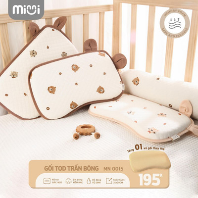 Gối cho bé sơ sinh Ualarogo TOD trần bông chống bẹt đầu ruột Memory Foam 35x20cm mềm nhẹ 0015