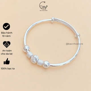 Vòng bạc cho bé bạc ta nguyên chất s99 3 bi lấp lánh bạc nhỏ store vc21