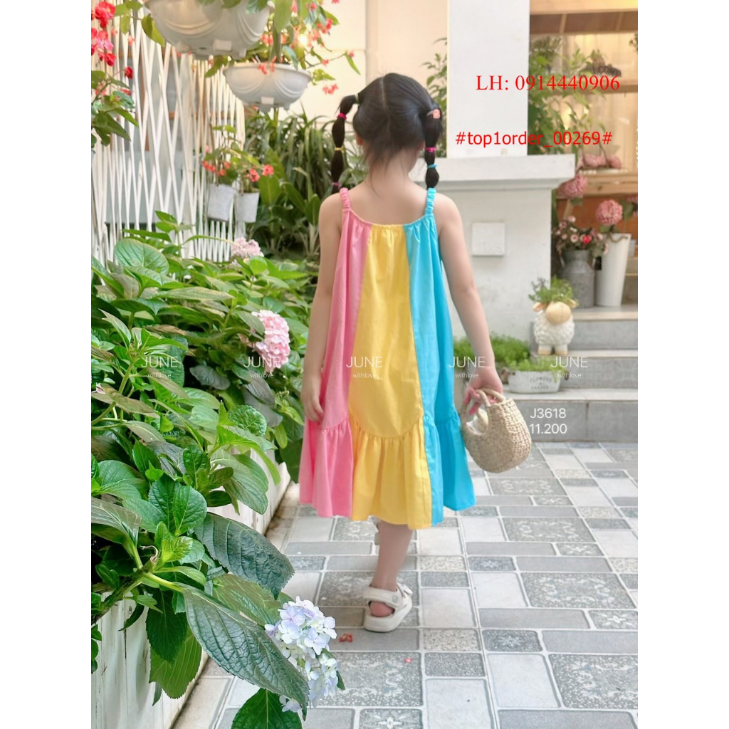 >Váy sắc màu đi biển siêu xinh,Chất liệu thô lụa mềm - mát. Thúy VKids:0914440906