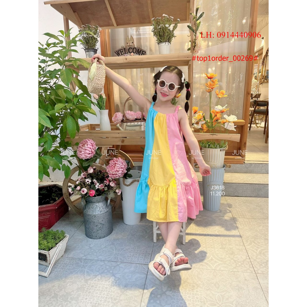 >Váy sắc màu đi biển siêu xinh,Chất liệu thô lụa mềm - mát. Thúy VKids:0914440906