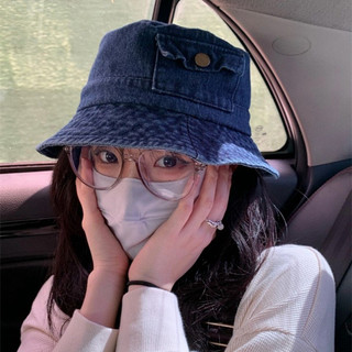 Mũ Bucket Denim Unisex Túi Hông Cá Tính Phong Cách Hàn Quốc