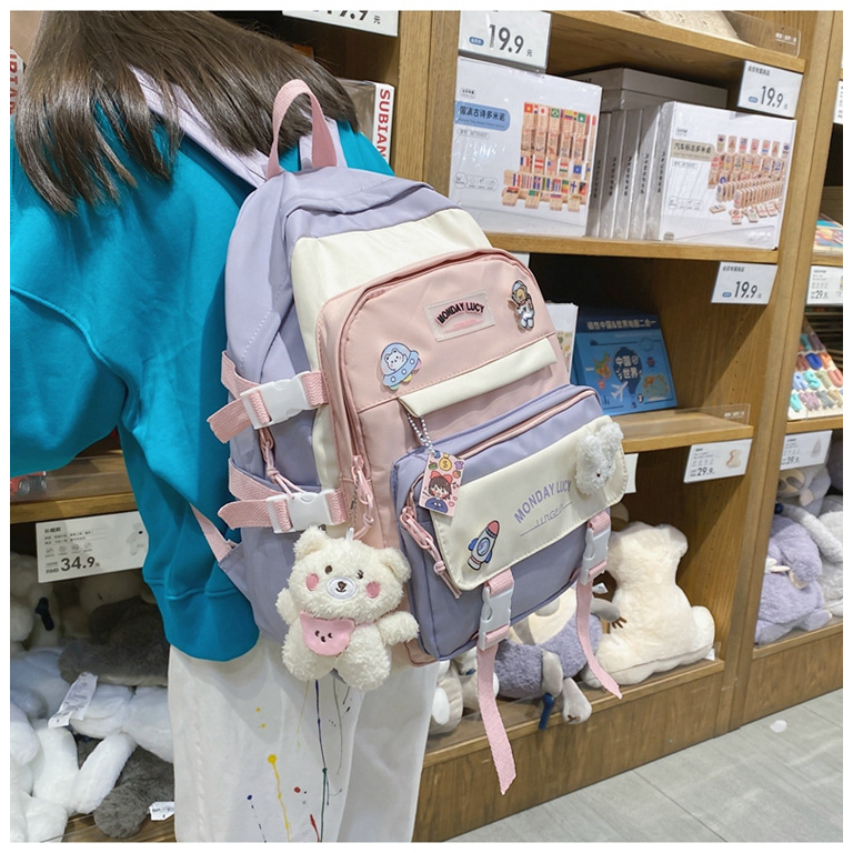 BALO ULZZANG HÀN QUỐC TẶNG KÈM STICKER VÀ 2 GẤU BÔNG XINH XẮN THỜI TRANG 714