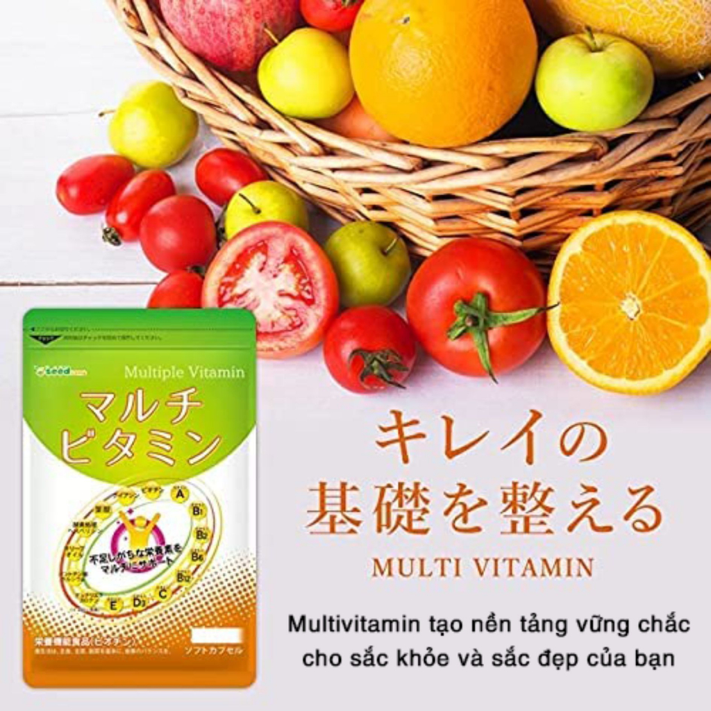 Viên uống Seedcoms bổ sung Vitamin Tổng Hợp hỗ trợ Làm Đẹp Tăng Cường Hệ Miễn Dịch 30 ngày Nhật Bản - Bahachiha
