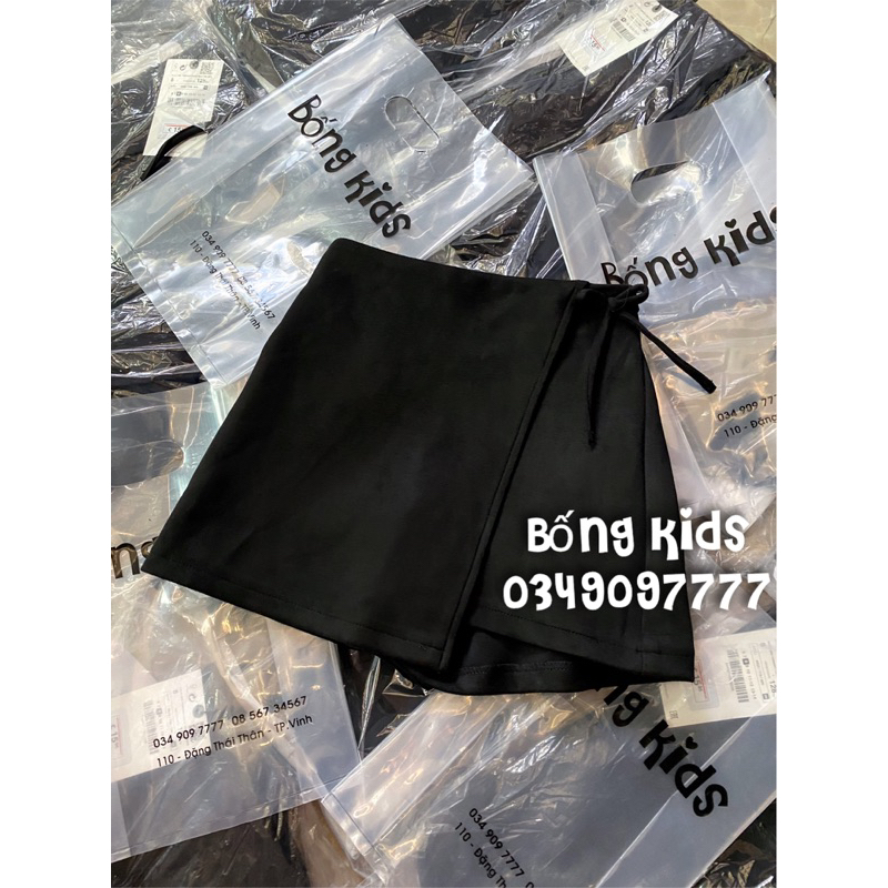 Quần Váy Bé Gái Da Lộn Đen Co Dãn Mềm ZR