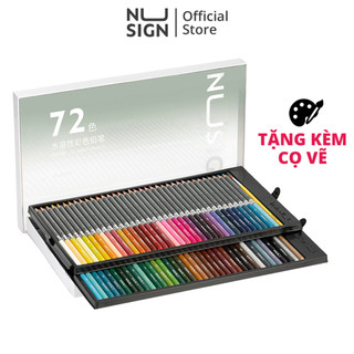 Bút chì màu gốc Dầu 48/72 màu cao cấp Nusign - Có kèm cọ vẽ tán, hộp thép - Chất chì mịn, có thể dùng khô hoặc nước