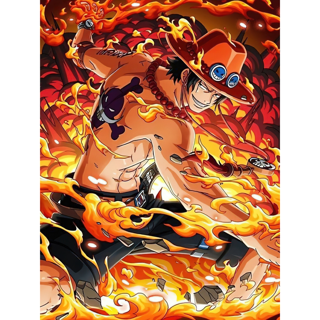 Poster Nhân Vật One Piece ACE, Tranh Dán Tường Anime OnePiece - Portgas D. Ace - Áp Phích Vua Hải Tặc Mới