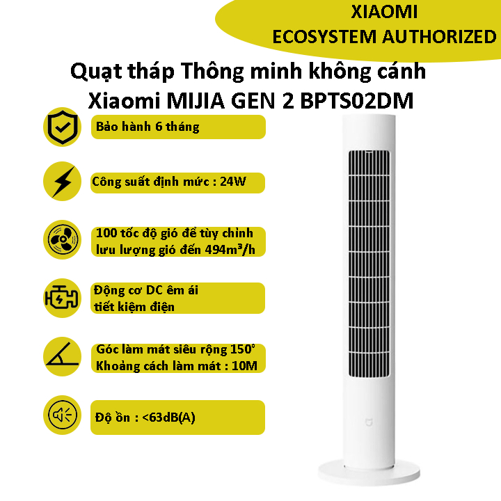 Quạt tháp Thông minh không cánh Xiaomi MIJIA GEN 2 BPTS02DM - Bảo hành 6 tháng - Shop  MI Ecosystem Authorized