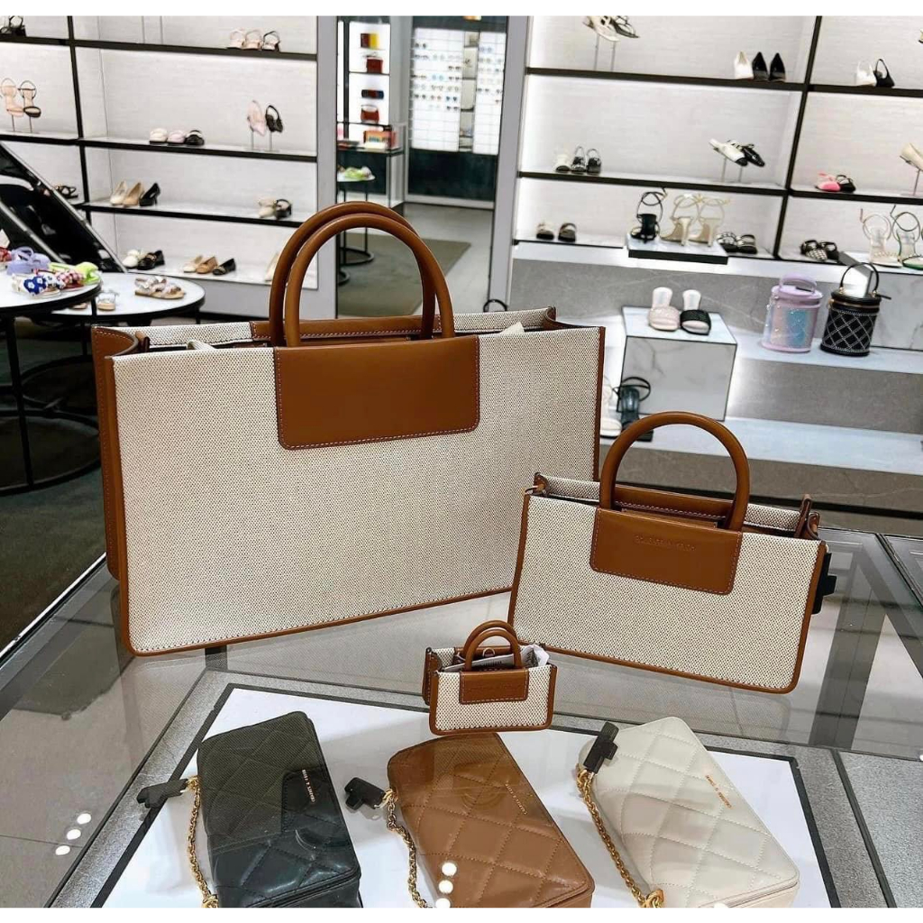 Túi xách CNK Tote ITZY new 2023 vải canvas phối da hàng loại đẹp size 21-38-Linastore