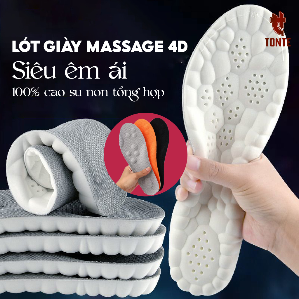 Lót Giày 4D massge chân cửu huyệt, 3 Lớp Đàn Hồi Êm Ái - Thấm Hút Mồ Hôi - Thoáng Khí LOTGIAYVANG