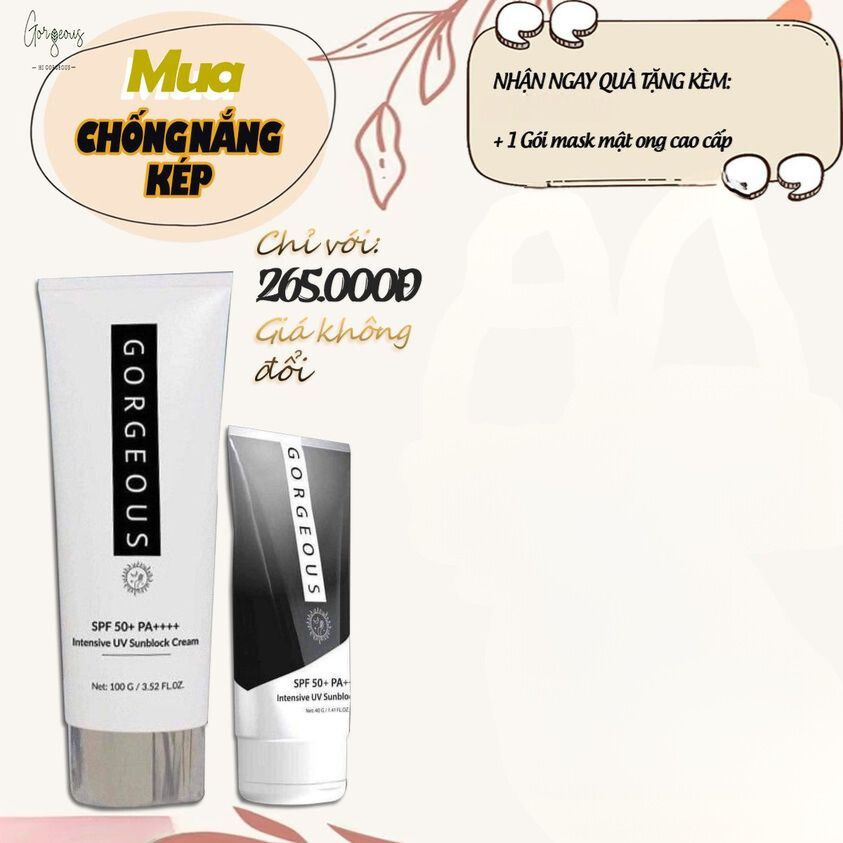 [Chính Hãng] Kem chống nắng Lớn (100g) Múi Xù THE GORGEOUS  - bảo vệ da với SPF 50+ PA++++ giúp da sáng hơn gấp 2X