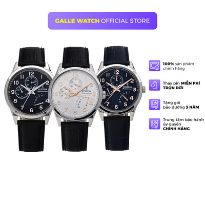Đồng hồ nam Festina Watch F20278 mặt kính Cường lực, máy pin chống nước, dây da đeo tay cao cấp chính hãng Thụy Sĩ
