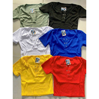 Áo thun gân cổ vuông nút bấm croptop MC