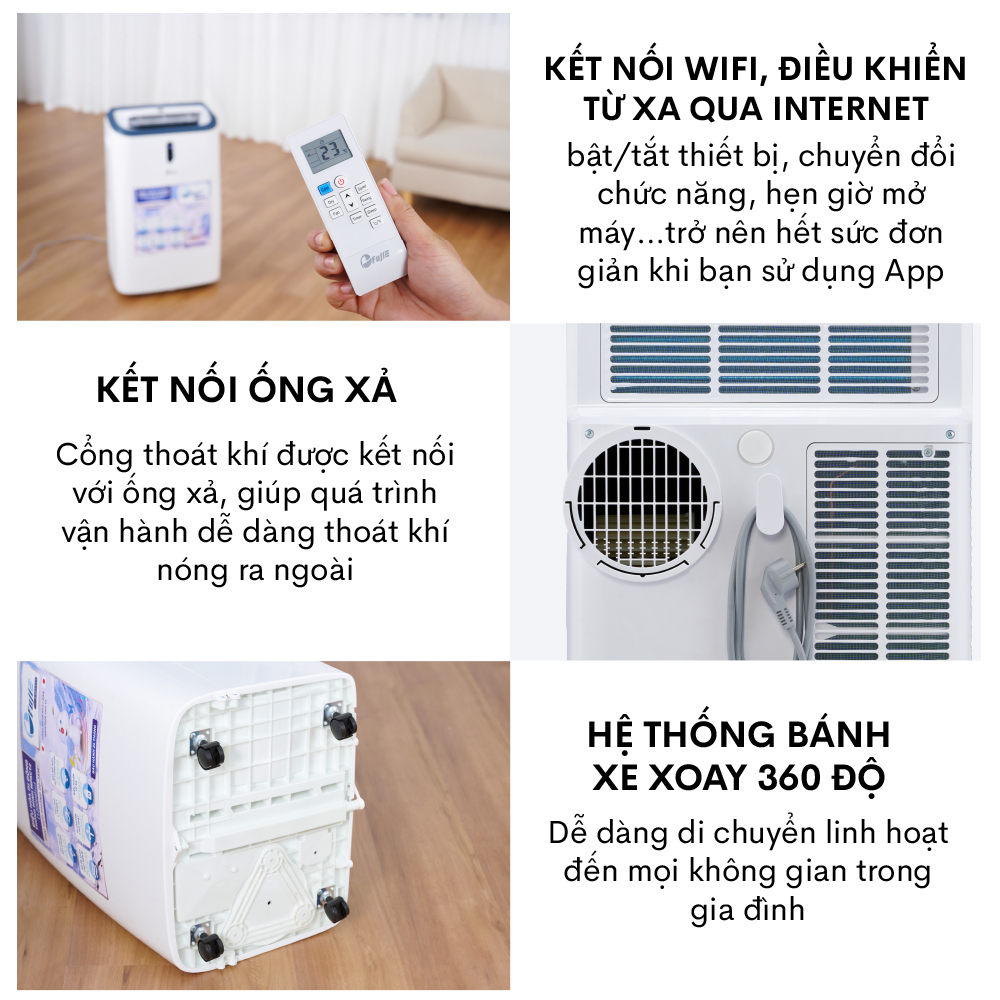 Máy lạnh đa năng 12.000BTU FUJIE Nhập Khẩu, điều hòa di động mini lọc không khí làm lạnh portable air conditioner