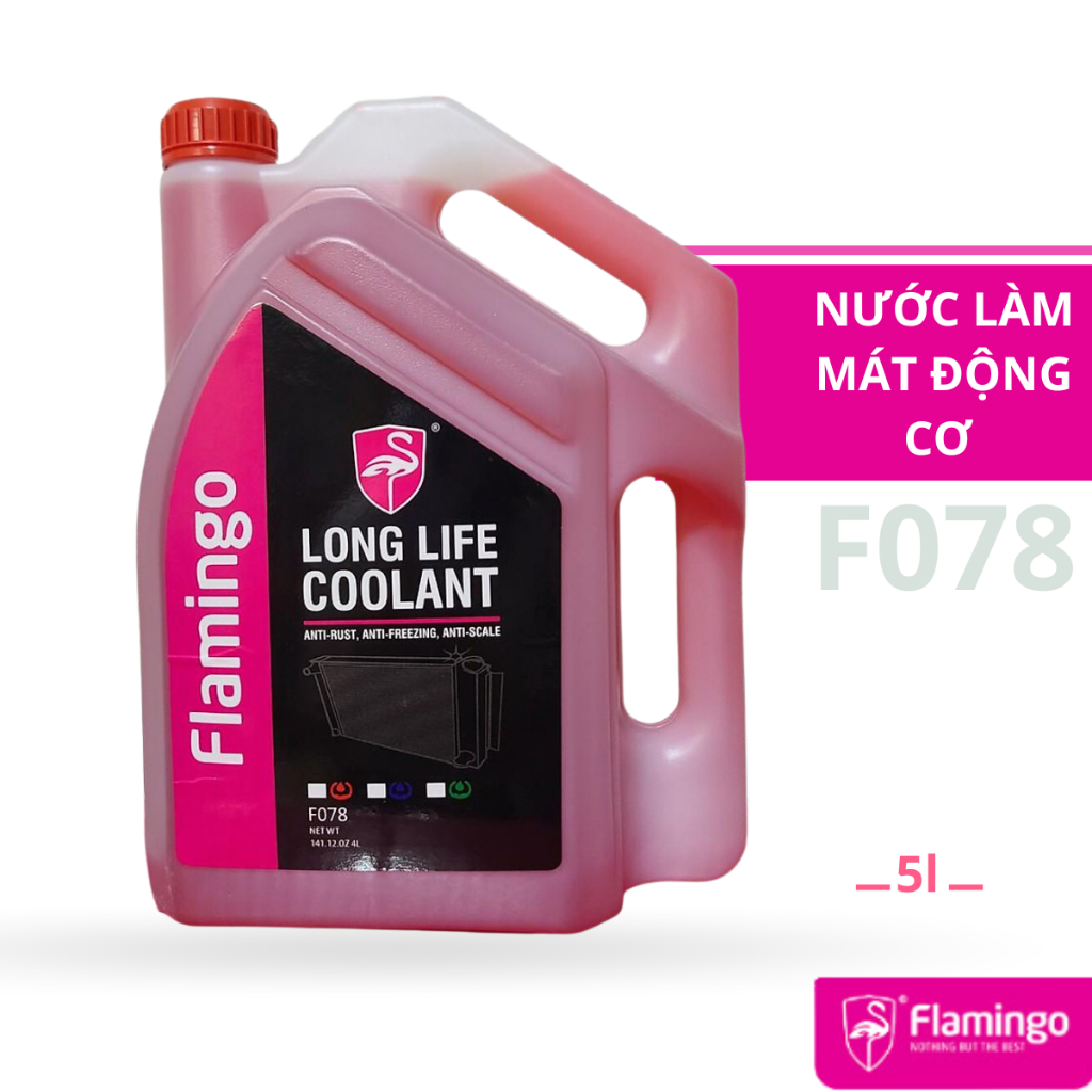 Nước làm mát động cơ ô tô màu đỏ Flamingo F078 5 lít - Hãng Phân Phối Chính Thức