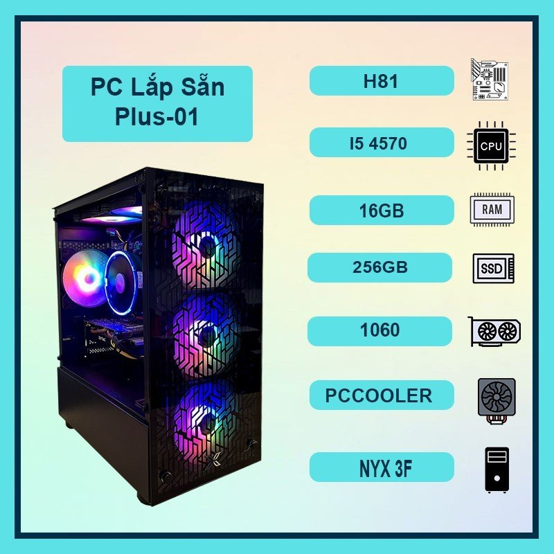 Thùng PC Gaming - Làm việc Plus 01, Core i5 4570, 16GB Ram, VGA Onboar