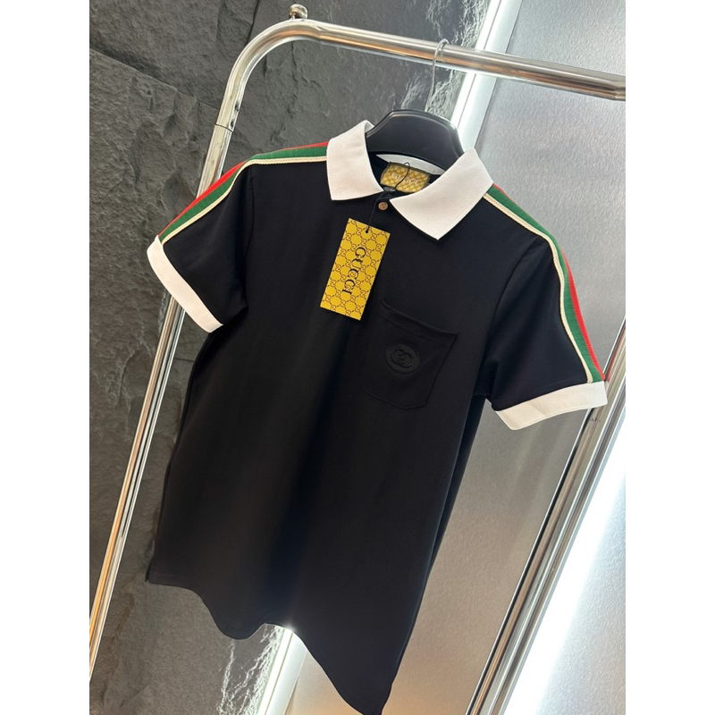 Áo Polo Nam G.C Phối Viền Vai Cổ Trắng Cao Cấp, Áo Phông Nam Cổ Bẻ Trơn Logo Túi Trái Siêu Hot