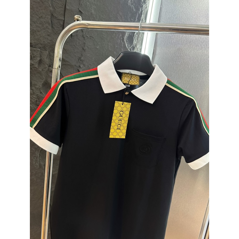 Áo Polo Nam G.C Phối Viền Vai Cổ Trắng Cao Cấp, Áo Phông Nam Cổ Bẻ Trơn Logo Túi Trái Siêu Hot