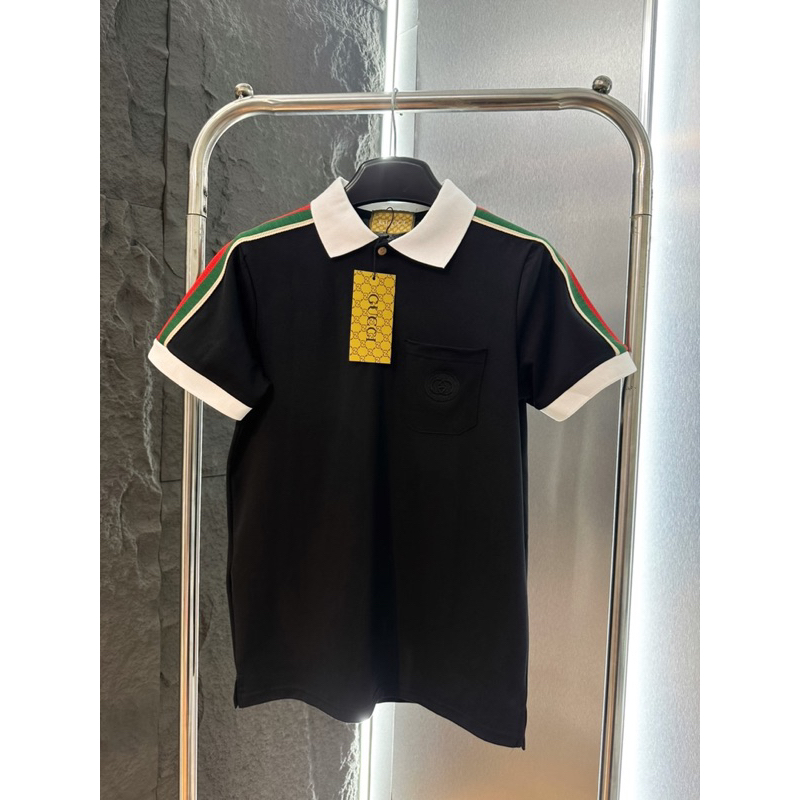 Áo Polo Nam G.C Phối Viền Vai Cổ Trắng Cao Cấp, Áo Phông Nam Cổ Bẻ Trơn Logo Túi Trái Siêu Hot