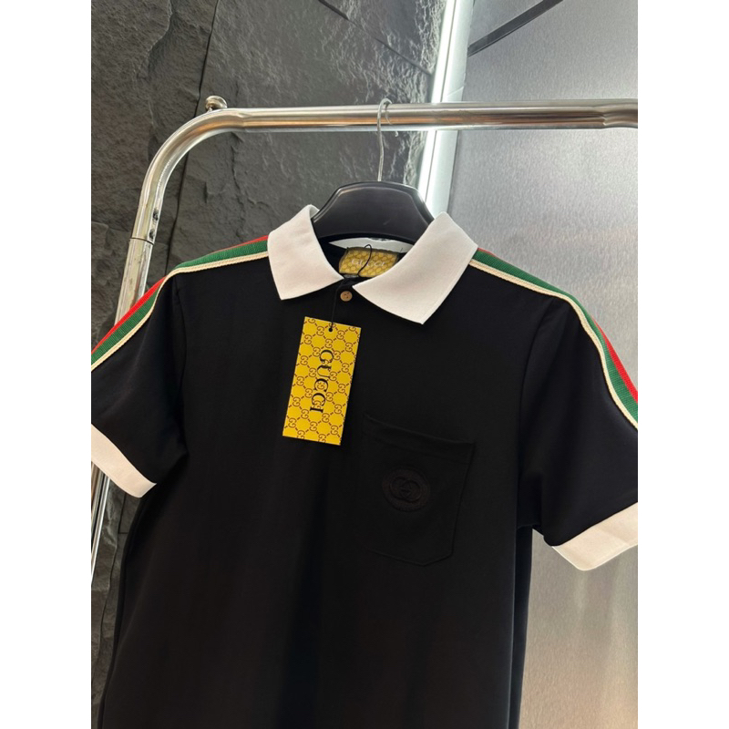 Áo Polo Nam G.C Phối Viền Vai Cổ Trắng Cao Cấp, Áo Phông Nam Cổ Bẻ Trơn Logo Túi Trái Siêu Hot