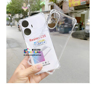 Ốp lưng dẻo trong chống sốc và kính cường lực cho điện thoại Realme C55