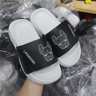 Dép Nam Nữ LifeWork slide quai ngang dán xé đế cao 4cm-Unisex