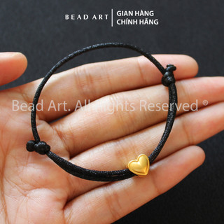 Vòng Tay Thắt Dây Đen Charm Trái Tim Mạ Vàng 24K Thủ Công Thổ Nhĩ Kỳ (Turkey), Vòng Tay Phong Thuỷ S50 - Bead Art