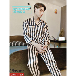 Bộ pijama nam lụa satin mềm mặc nhà mặc ngủ sang trọng thoải mái QM196 QM505