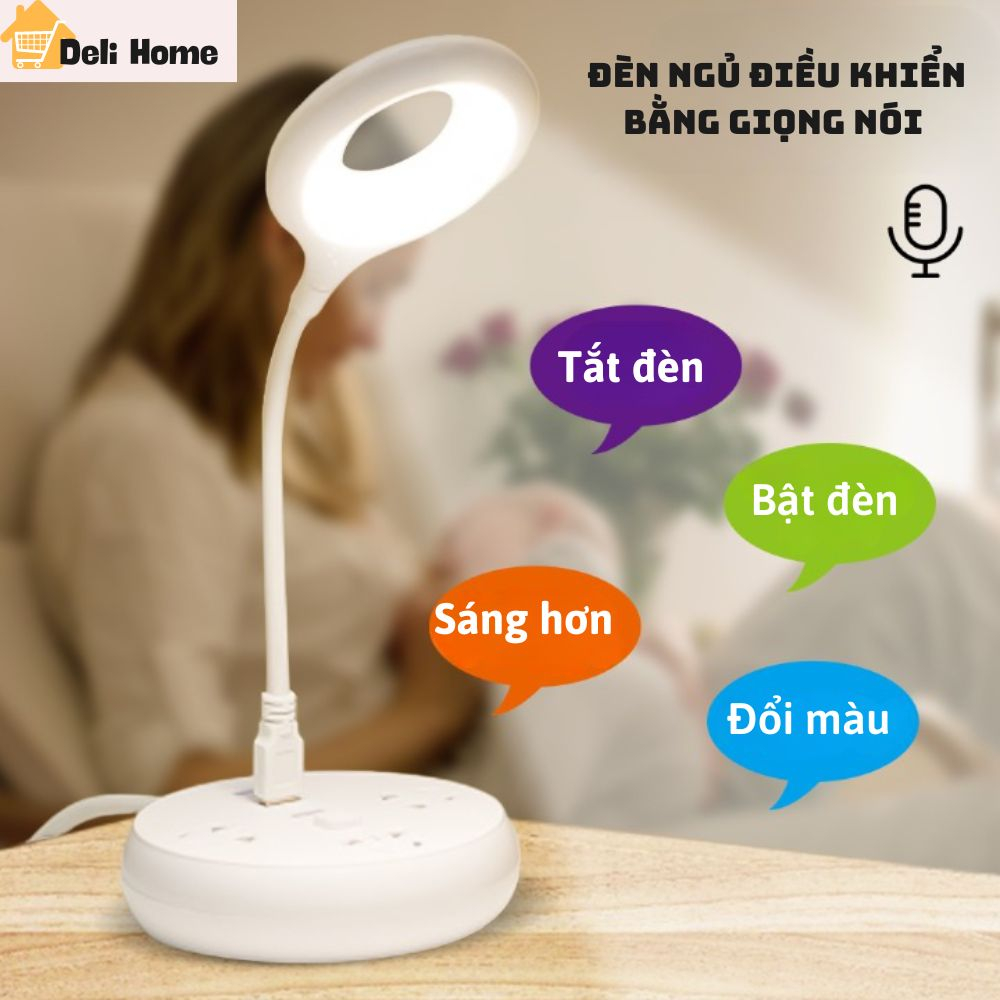 Đèn Ngủ Điều Khiển Bằng Giọng Nói Bản TIẾNG VIỆT, 3 Mức Độ Chiếu Sáng Xoay 360 Thông Minh Cổng USB | BigBuy360 - bigbuy360.vn