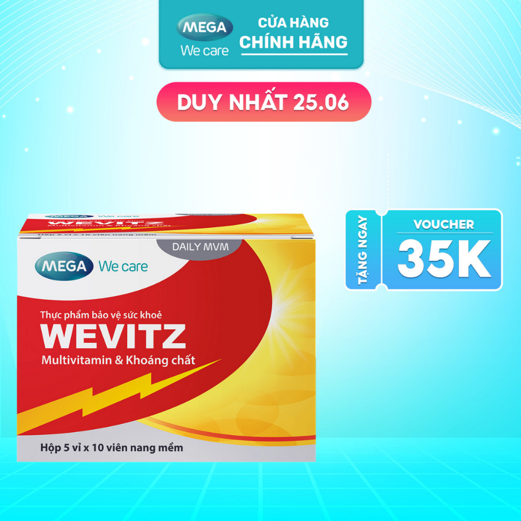 Viên uống bổ sung vitamin khoáng chất WEVITZ giúp tăng cường và phục hồi sức khỏe (Hộp 50 viên)