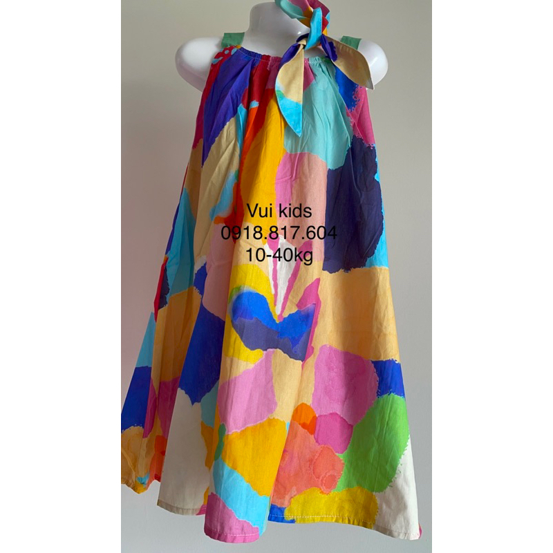 Váy bé gái, Đầm xoè nơ lưng xinh đẹp cho bé size đại 45kg