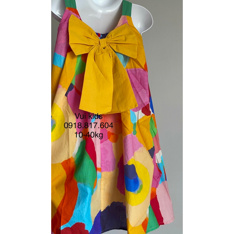 Váy bé gái, Đầm xoè nơ lưng xinh đẹp cho bé size đại 45kg