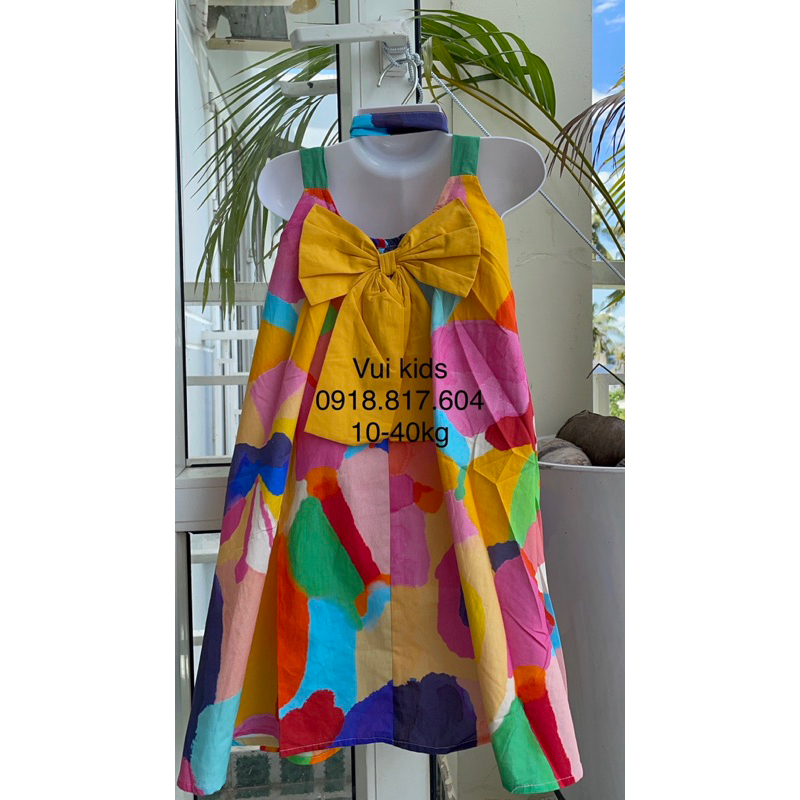 Váy bé gái, Đầm xoè nơ lưng xinh đẹp cho bé size đại 45kg