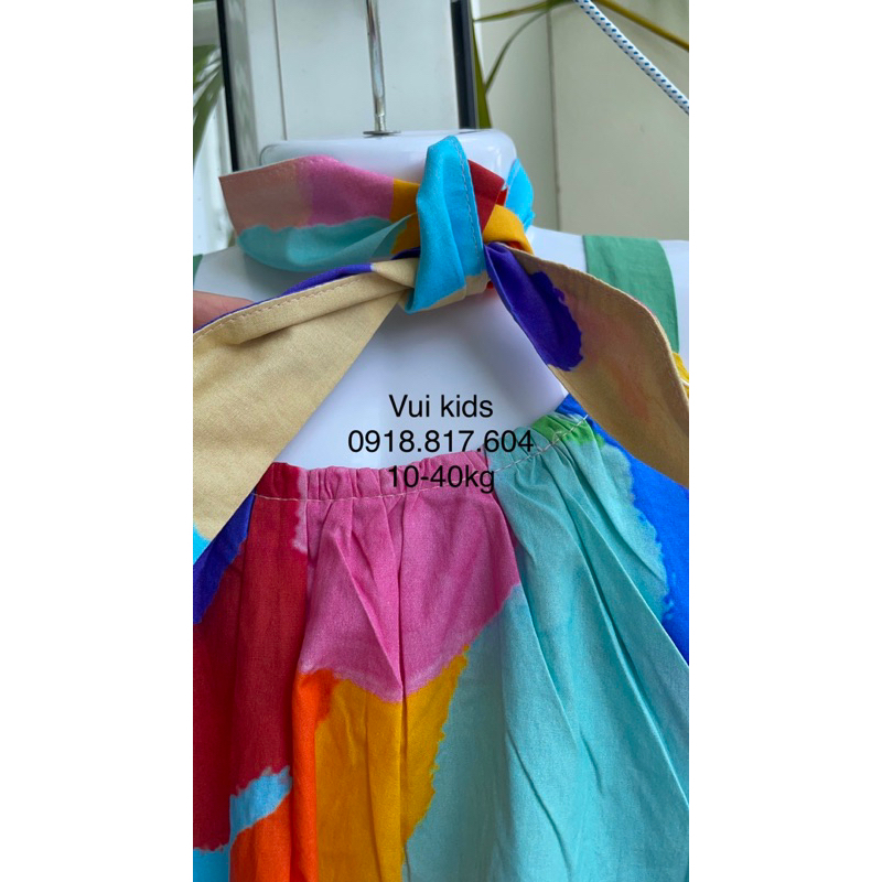 Váy bé gái, Đầm xoè nơ lưng xinh đẹp cho bé size đại 45kg