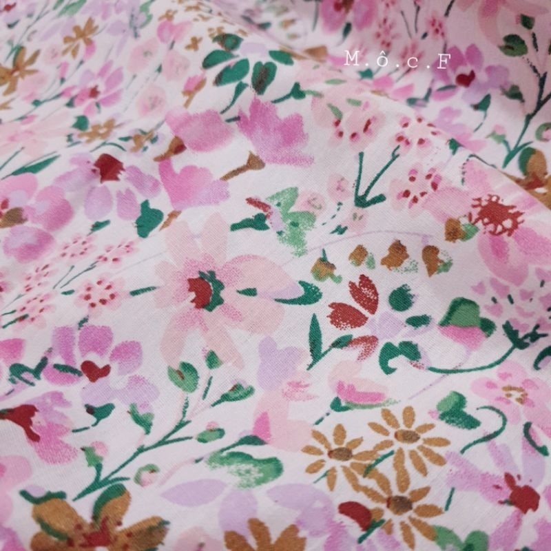 Vải thô cotton hoa cỏ mùa hạ
