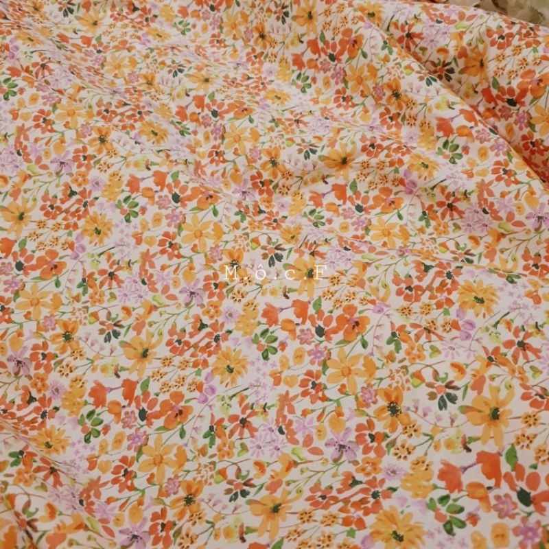 Vải thô cotton hoa cỏ mùa hạ