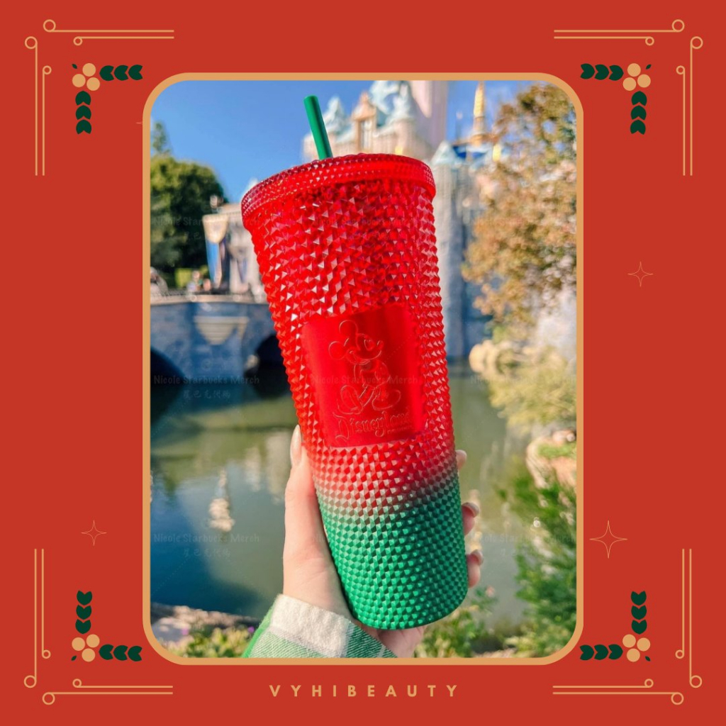 Ly nước Starbucks Disney Tumbler Mickey đỏ - xanh lá