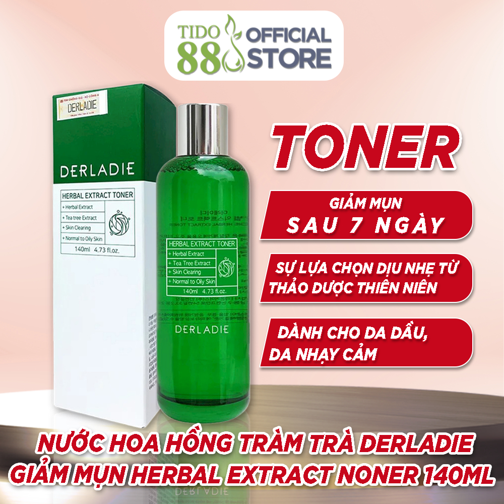 Nước hoa hồng tràm trà Derladie giảm mụn herbal extract noner 140ml NPP Tido88