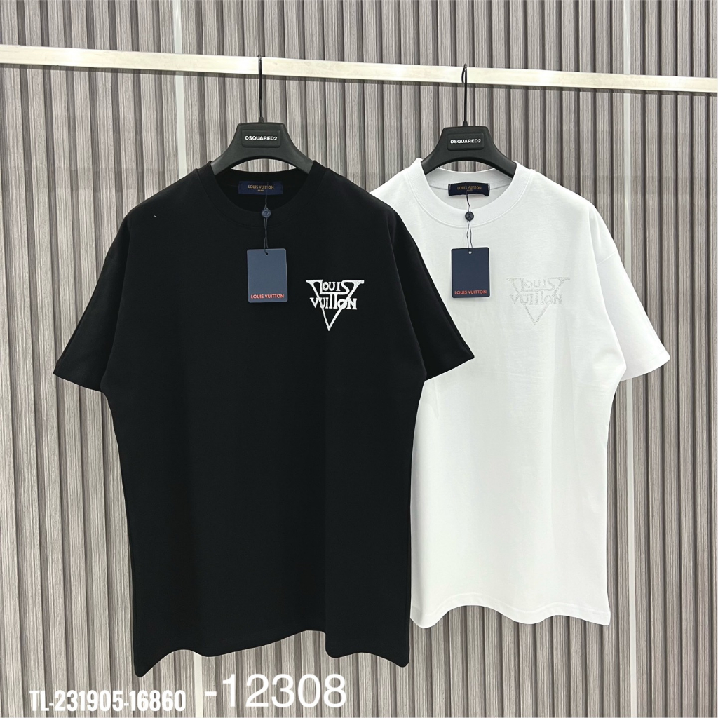 Áo Thun Nam Nữ In Logo L.V Ngực Trái Cao Cấp, Áo Phông Nam In Chữ Vai Ngang Siêu Đẹp