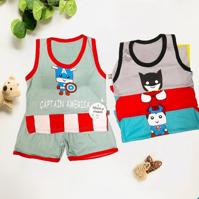 Mẫu mới Minky Mom bộ ba lỗ cho bé trai hoạ tiết năng động cute size từ 6-16kg