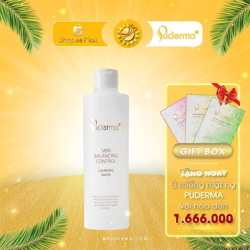 Tẩy trang Puderma Skin Balancing Control Cleansing Water làm sạch đến tận tế bào gốc, dưỡng ẩm 250ml